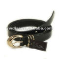 Black Plain Leather Belt With Gold Plated Buckle